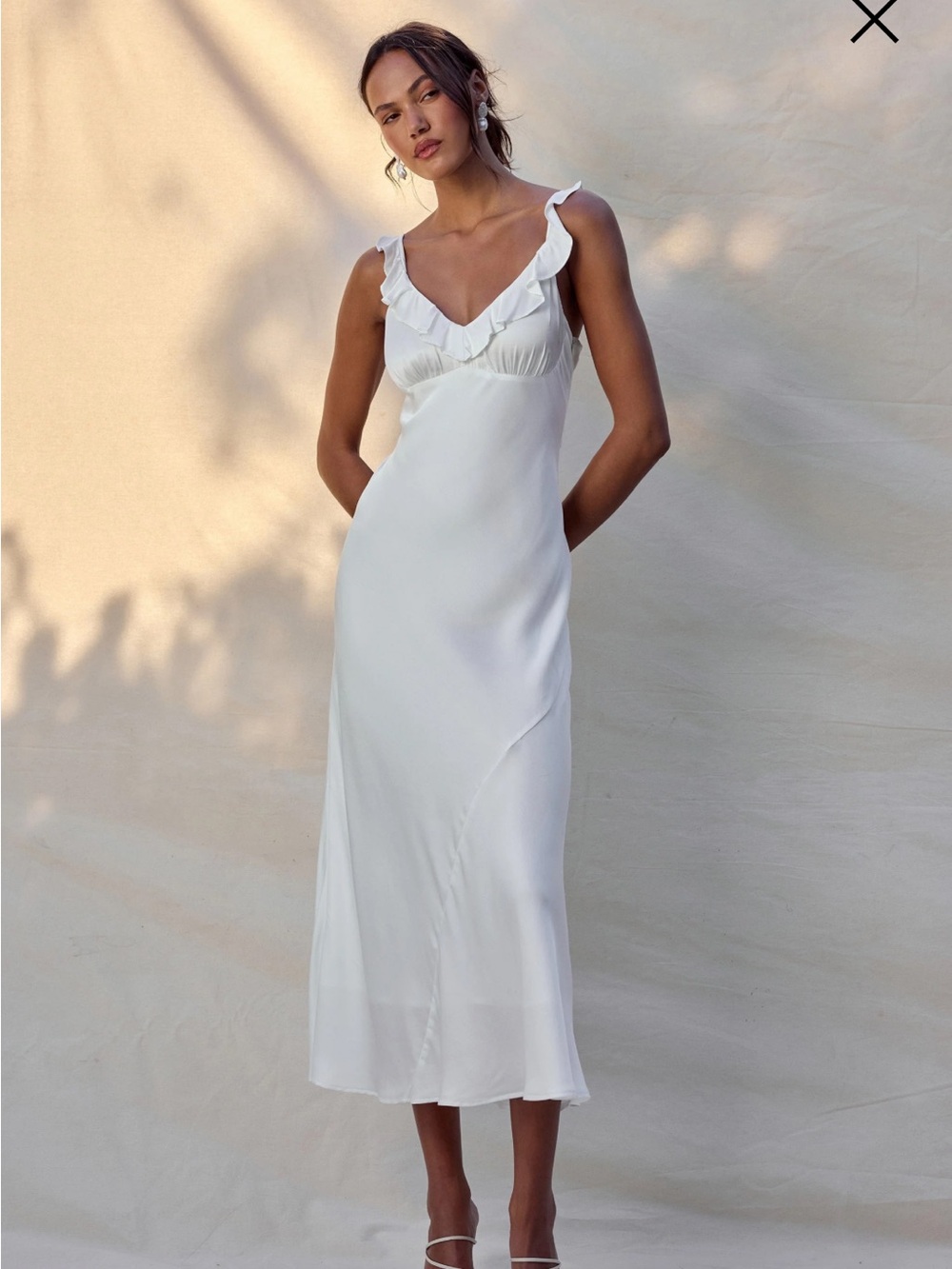 ASTR the Label Zoie Ruffle Neck Satin Slipdress S NWT